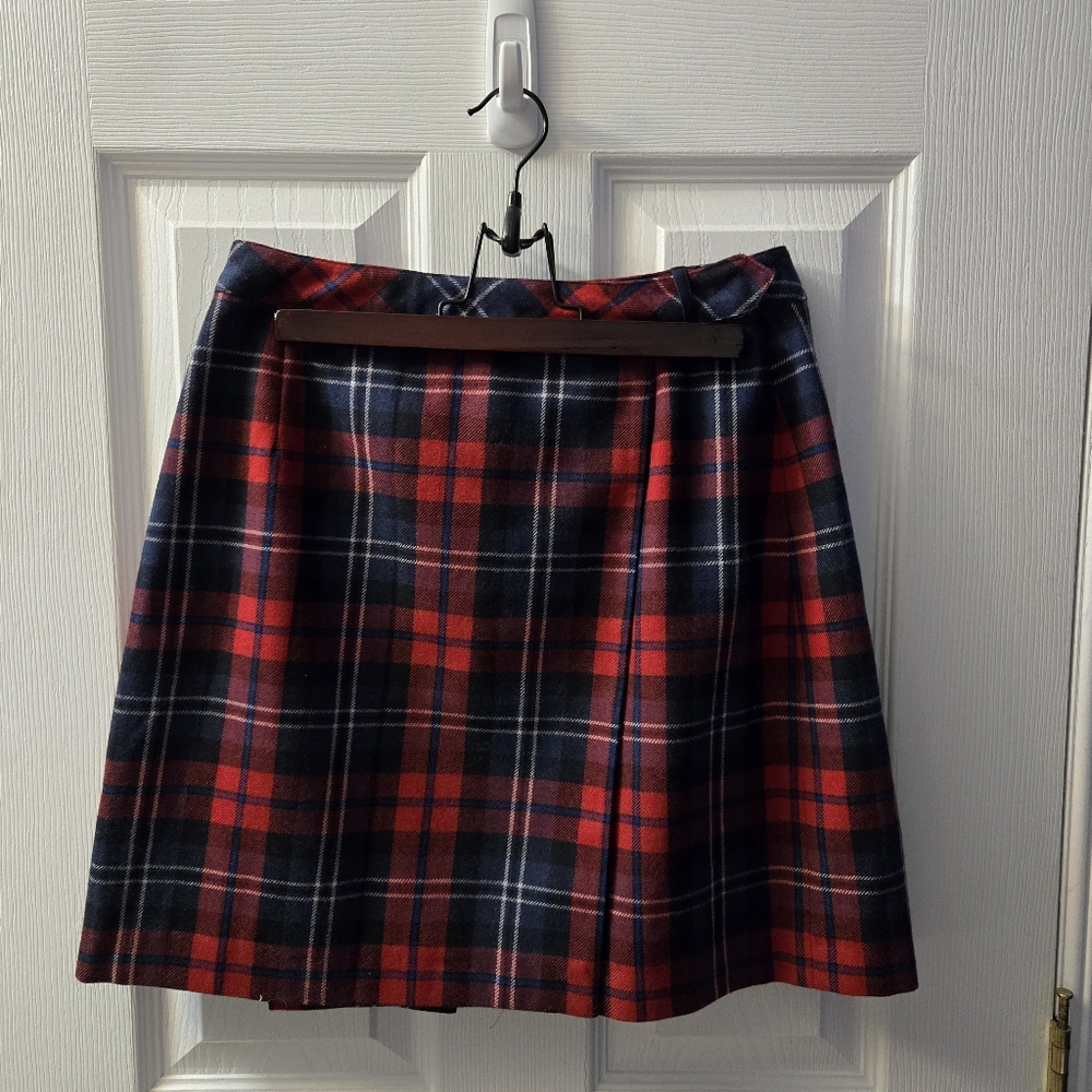 Esprit Plaid Wrap Skirt Wool